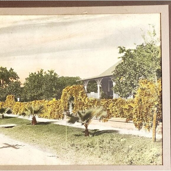 1920s Hand Colored Tinted Photograph Georgia House Unsigned Framed DWWW14 - Picture 1 of 2